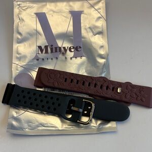 Minyee Floral and Black Watch Bands Set